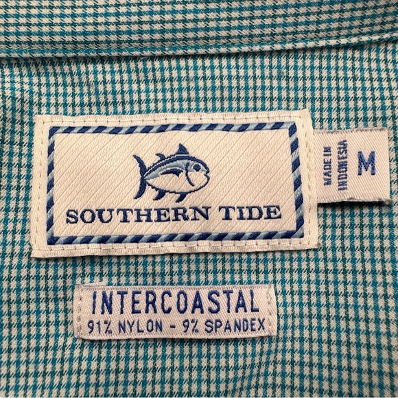 Southern Tide Intercoastal Shirt Men’s Medium Long Sleeve Blue Mini Check Brrr - Picture 4 of 10